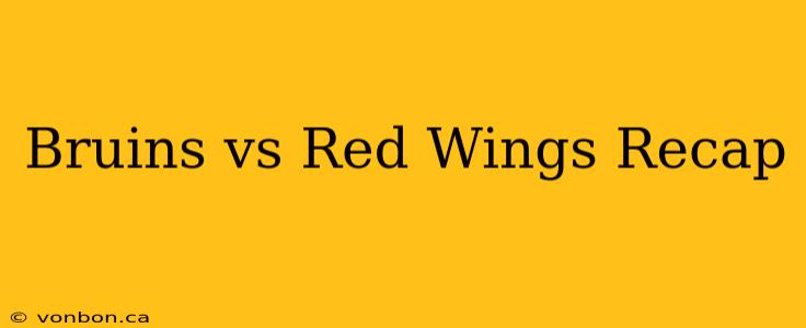 Bruins vs Red Wings Recap