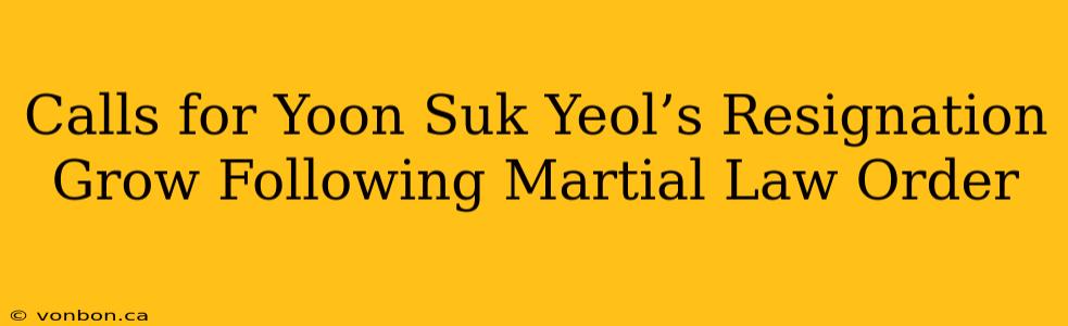 Calls for Yoon Suk Yeol’s Resignation Grow Following Martial Law Order