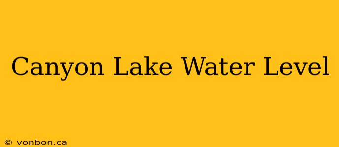 Canyon Lake Water Level