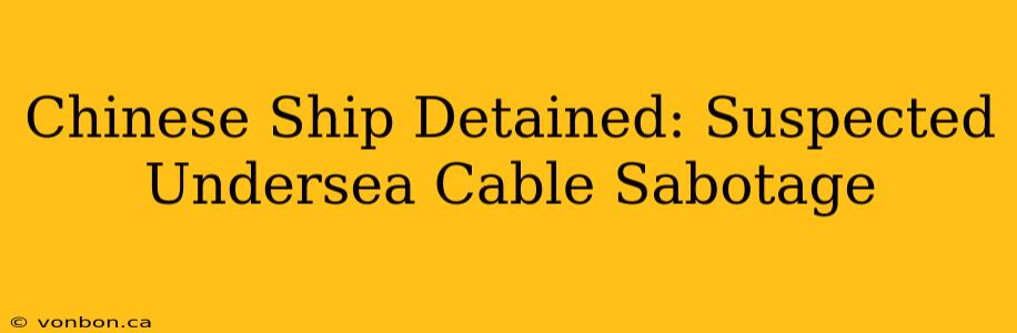 Chinese Ship Detained: Suspected Undersea Cable Sabotage