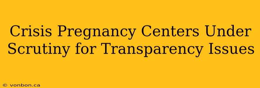 Crisis Pregnancy Centers Under Scrutiny for Transparency Issues