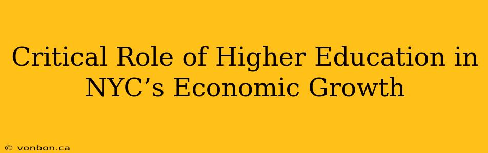 Critical Role of Higher Education in NYC’s Economic Growth