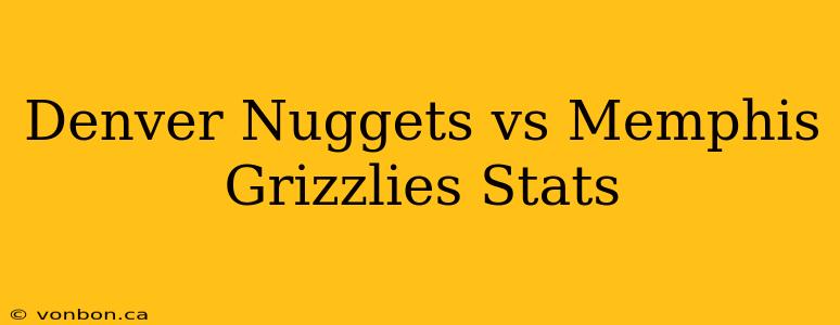 Denver Nuggets vs Memphis Grizzlies Stats