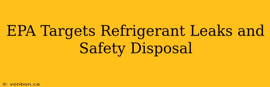 EPA Targets Refrigerant Leaks and Safety Disposal