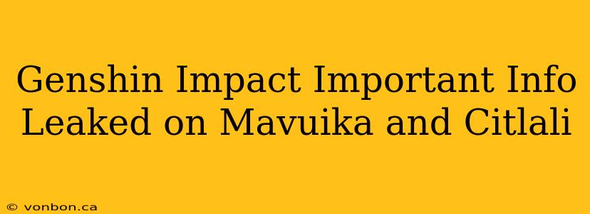 Genshin Impact Important Info Leaked on Mavuika and Citlali