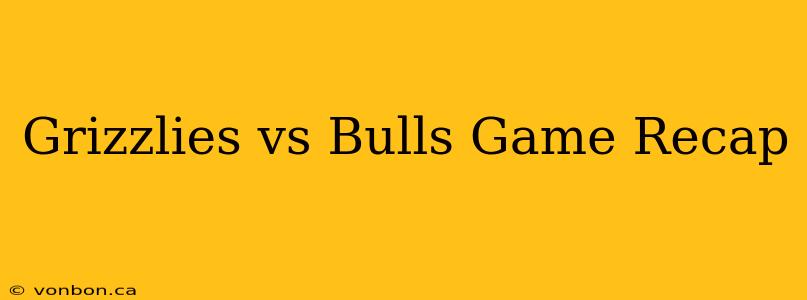 Grizzlies vs Bulls Game Recap