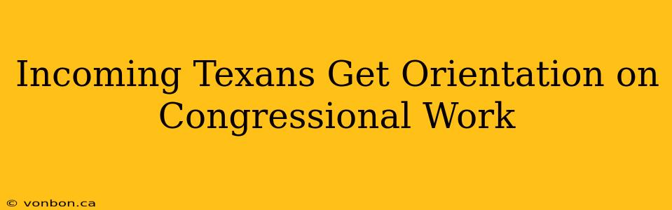 Incoming Texans Get Orientation on Congressional Work