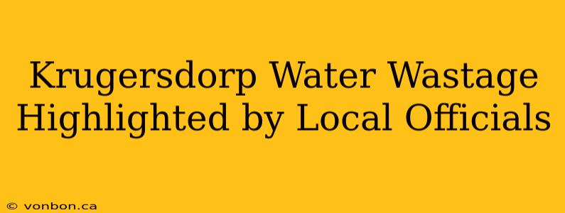 Krugersdorp Water Wastage Highlighted by Local Officials