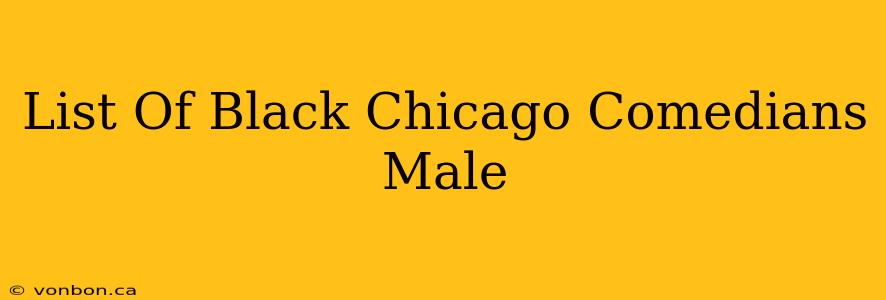 List Of Black Chicago Comedians Male