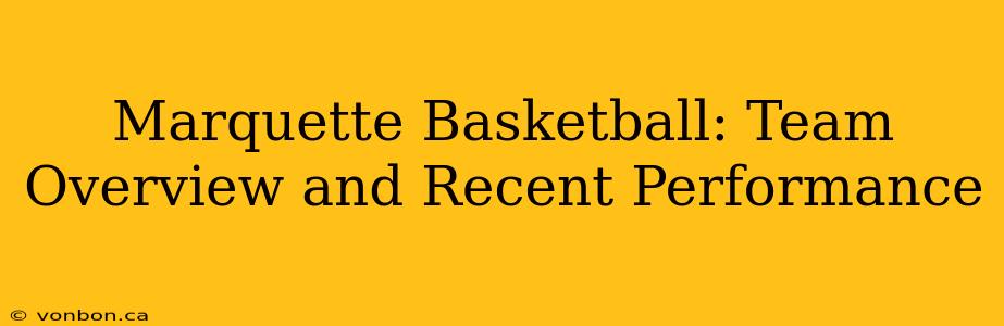 Marquette Basketball: Team Overview and Recent Performance