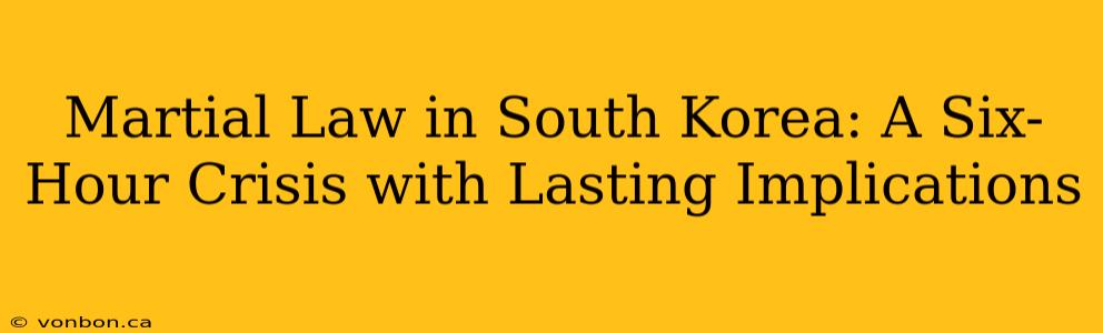 Martial Law in South Korea: A Six-Hour Crisis with Lasting Implications