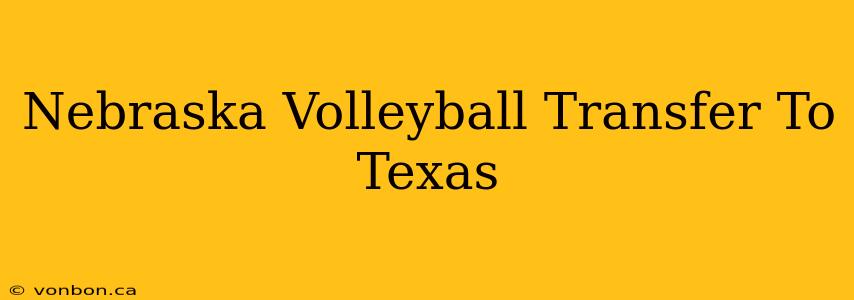 Nebraska Volleyball Transfer To Texas