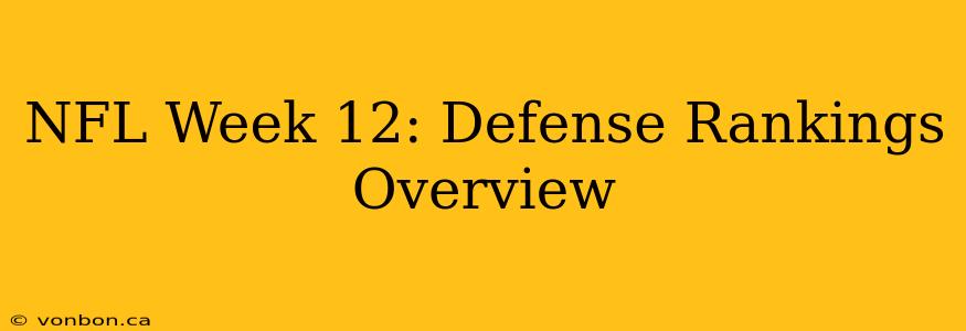 NFL Week 12: Defense Rankings Overview