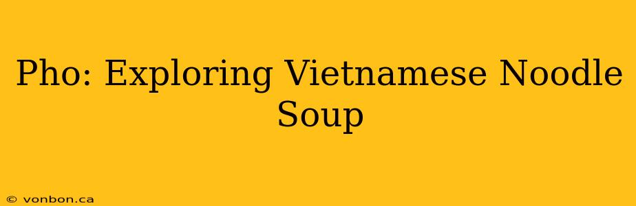 Pho: Exploring Vietnamese Noodle Soup