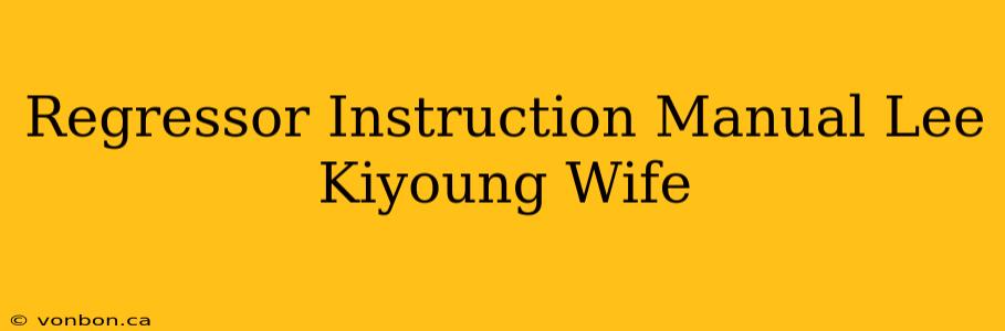 Regressor Instruction Manual Lee Kiyoung Wife