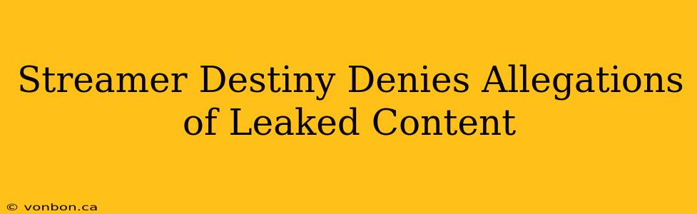 Streamer Destiny Denies Allegations of Leaked Content