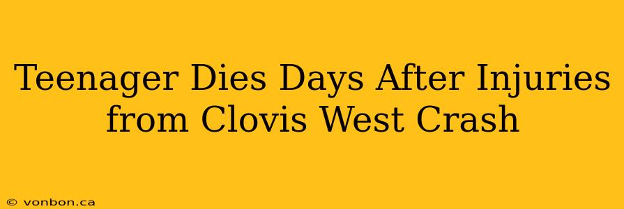 Teenager Dies Days After Injuries from Clovis West Crash