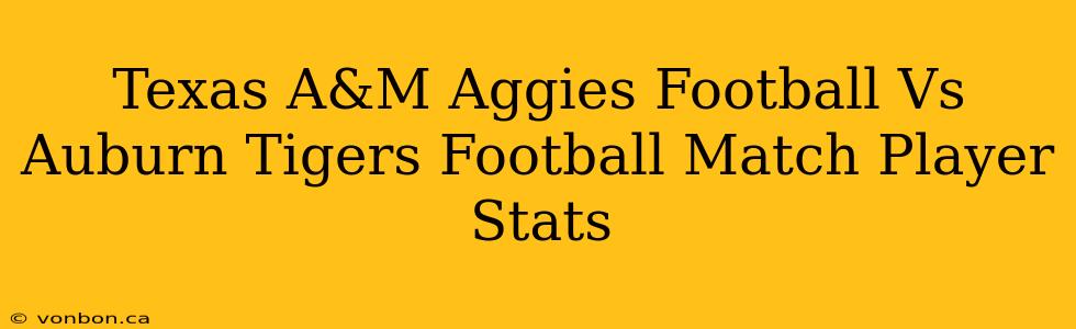 Texas A&M Aggies Football Vs Auburn Tigers Football Match Player Stats