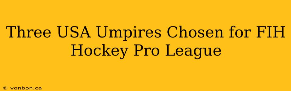 Three USA Umpires Chosen for FIH Hockey Pro League