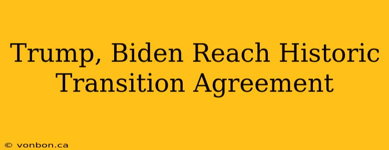 Trump, Biden Reach Historic Transition Agreement