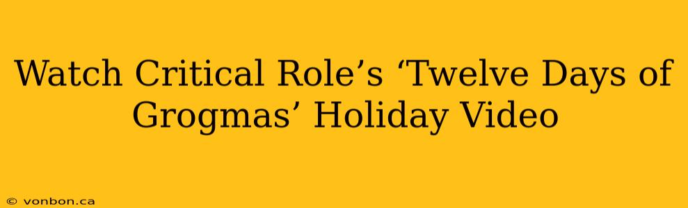 Watch Critical Role’s ‘Twelve Days of Grogmas’ Holiday Video