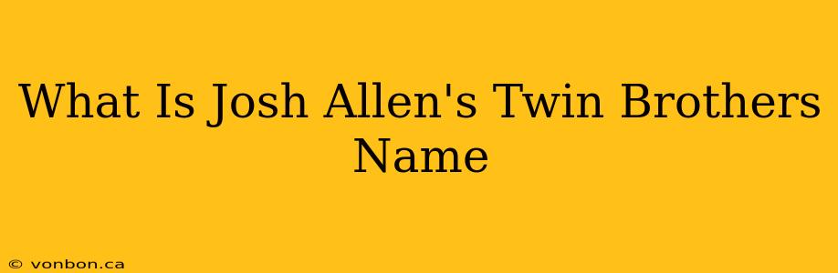 What Is Josh Allen's Twin Brothers Name