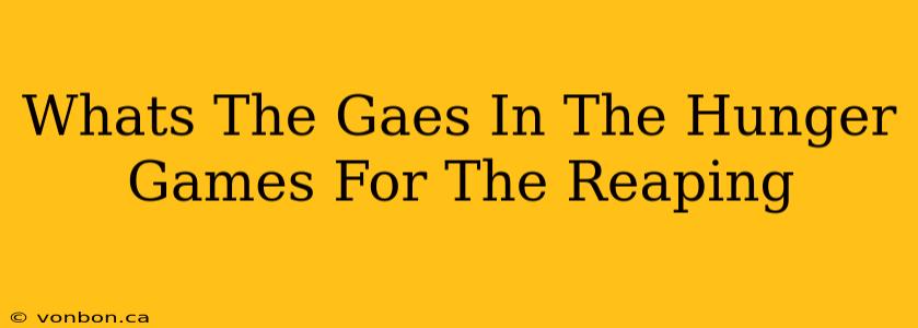 Whats The Gaes In The Hunger Games For The Reaping