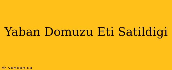 Yaban Domuzu Eti Satildigi