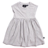ORGANIC BABY GIRLS DRESS GRAY STRIPE CAP SLEEVE CANADIAN MADE