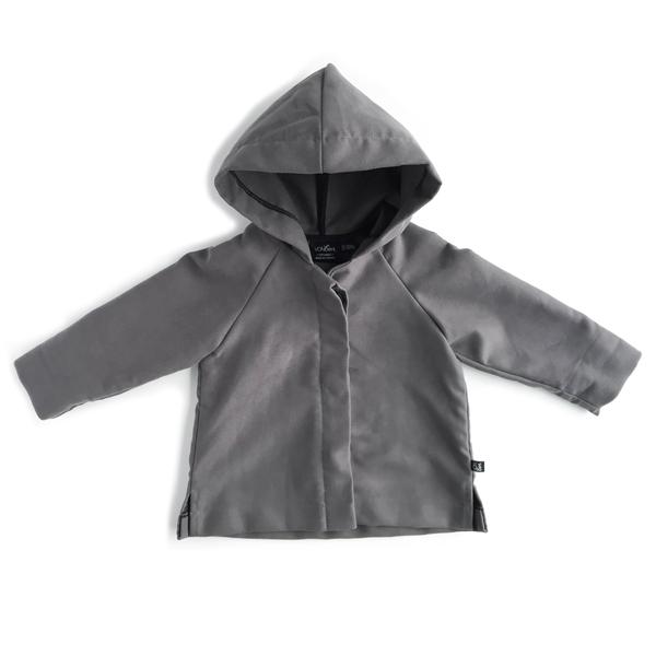 BABY ORGANIC COTTON GRAY HOODED JACKET