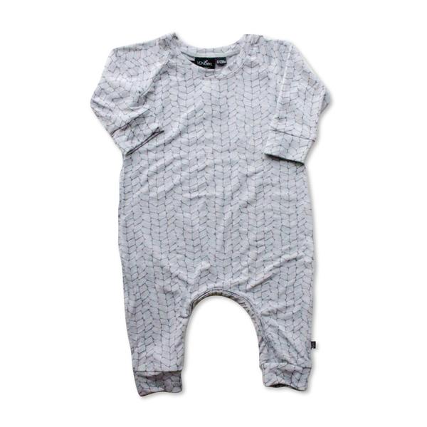VONBON GRAY CABLE ONE PIECE ROMPER ONESIE BAMBOO