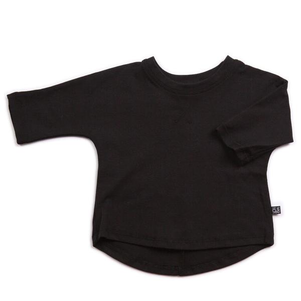 VONBON BLACK BASIC BABY TOP 3/4 SLEEVE TEE