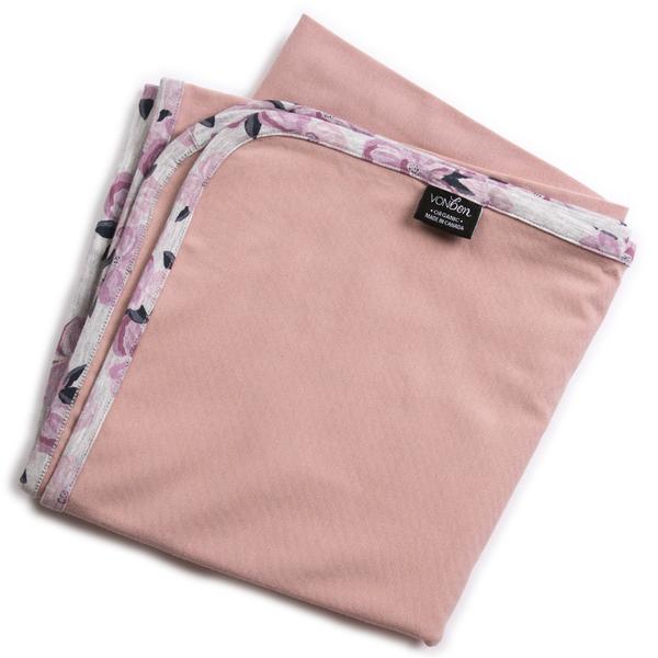 VONBON BABY GIRLS PINK AND FLORAL SWADDLE BLANKET
