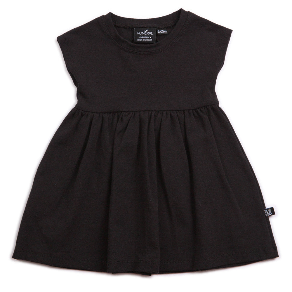ORGANIC BLACK BABY GIRLS DRESS LBD CAP SLEEVE