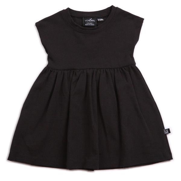 ORGANIC BLACK BABY GIRLS DRESS LBD CAP SLEEVE