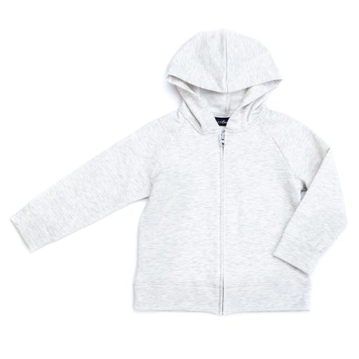 VONBON LONG SLEEVE ZIP FLEECE HOODIE ORGANIC COTTON BAMBOO HEATHER ASH