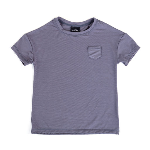 SHORT SLEEVE POCKET TEE STONE GRAY BASIC TOPS UNISEX MODAL SPANDEX VANCOUVER