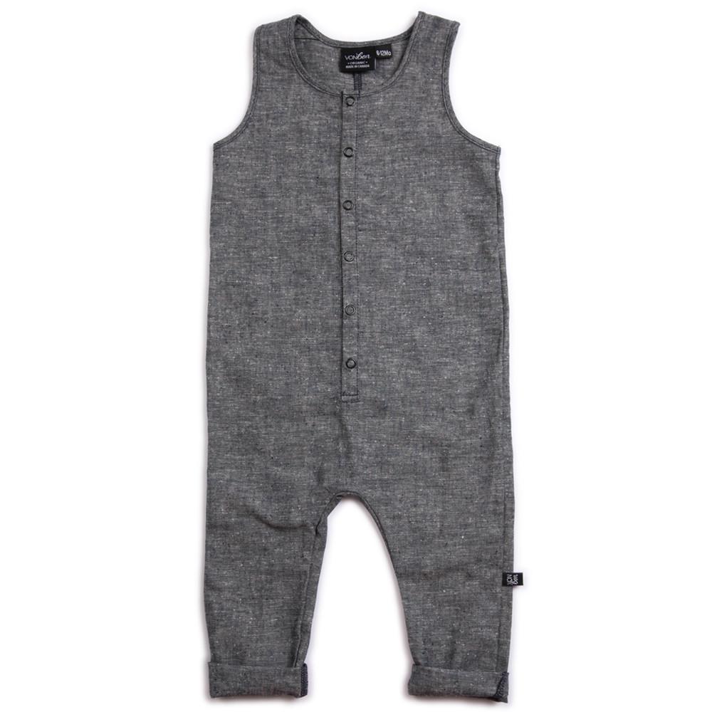 VONBON CHAMBRAY LINEN ROMPER PLAYSUIT ONESIE DENIM SUMMER