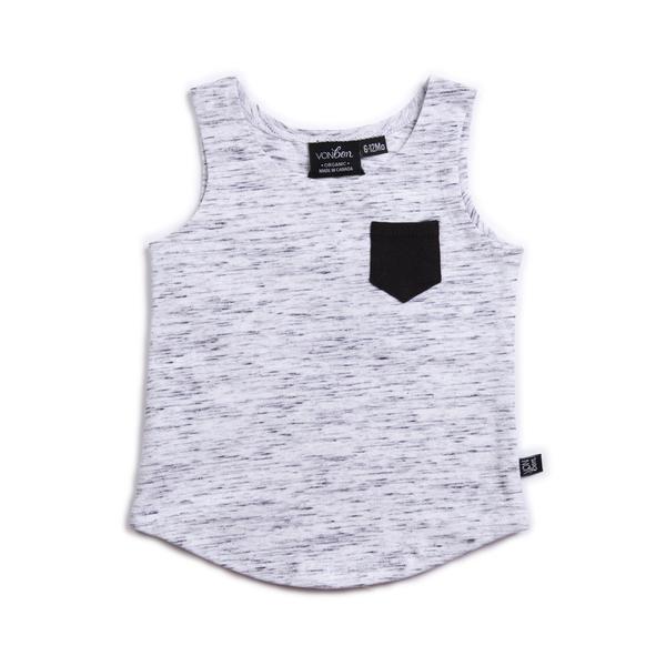 VONBON KIDS ORGANIC COTTON BAMBOO SLEEVELESS SUMMER TANK MELANGE BLACK