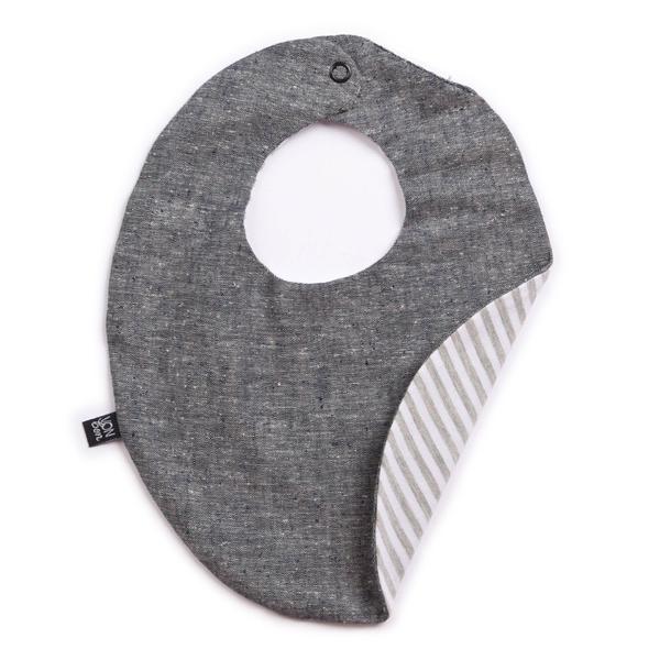 VONBON BABY BIB SNAP BACK CHAMBRAY GRAY STRIPE