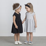 ORGANIC BABY GIRLS DRESS GRAY STRIPE CAP SLEEVE VANCOUVER