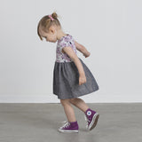 VONBON CAP SLEEVE DRESS WILD FLOWER CHAMBRAY PARTY DRESS SPRING