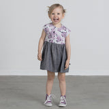 VONBON CAP SLEEVE DRESS WILD FLOWER CHAMBRAY PARTY DRESS