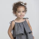 VONBON GIRLS CHAMBRAY DENIM DRESS TIE STRAP SUMMER TODDLER