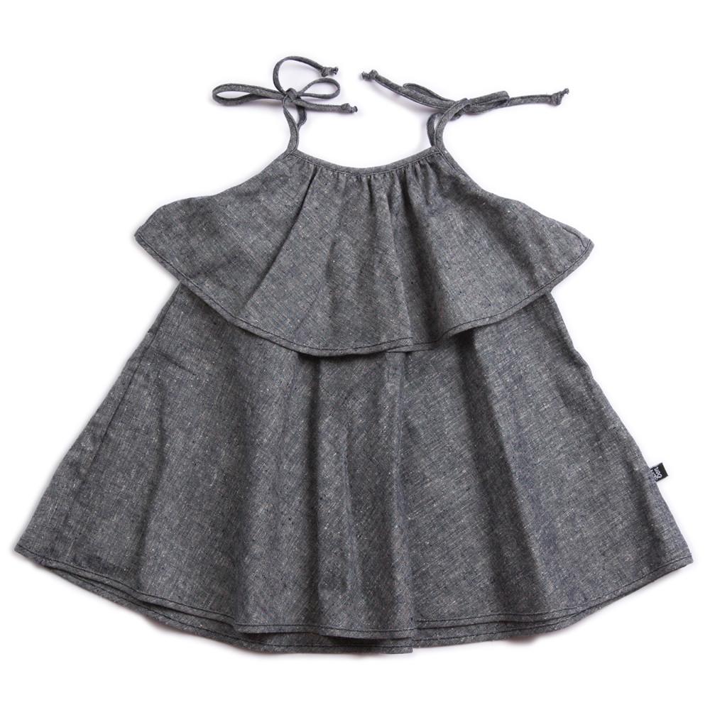 VONBON GIRLS CHAMBRAY DENIM DRESS TIE STRAP SUMMER