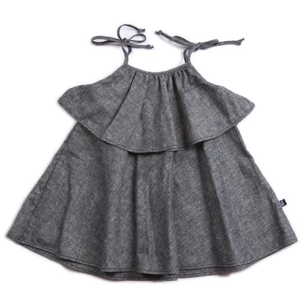 VONBON GIRLS CHAMBRAY DENIM DRESS TIE STRAP SUMMER