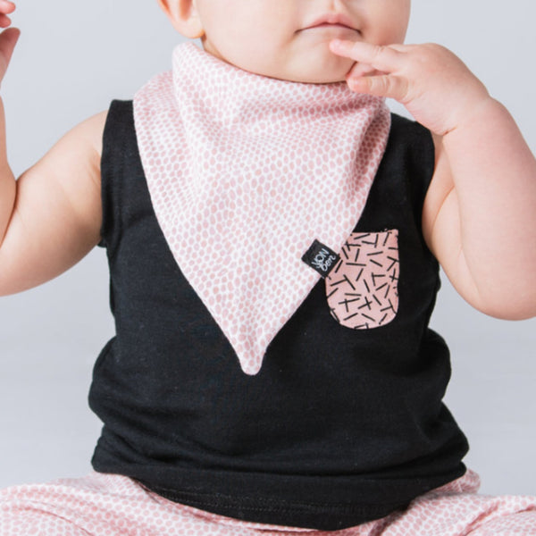 vonbon organic cotton bib bandana pink snakeskin